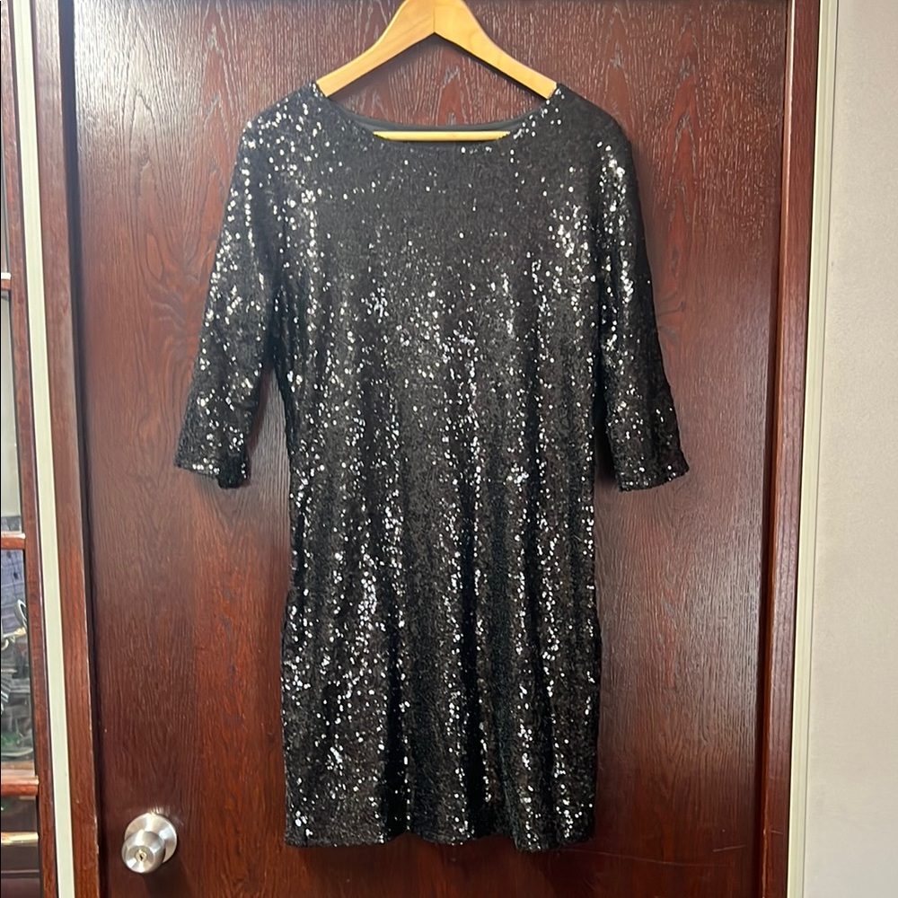 Club L London Black Sequin Mini Dress
